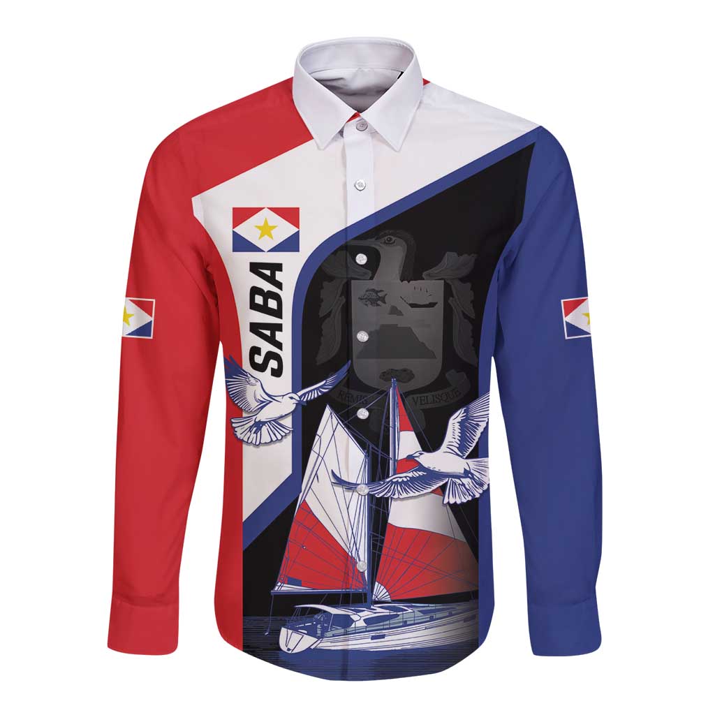 Caribbean Saba Personalized Long Sleeve Button Shirt Remis Velisque Sail the Seas - Wonder Print Shop