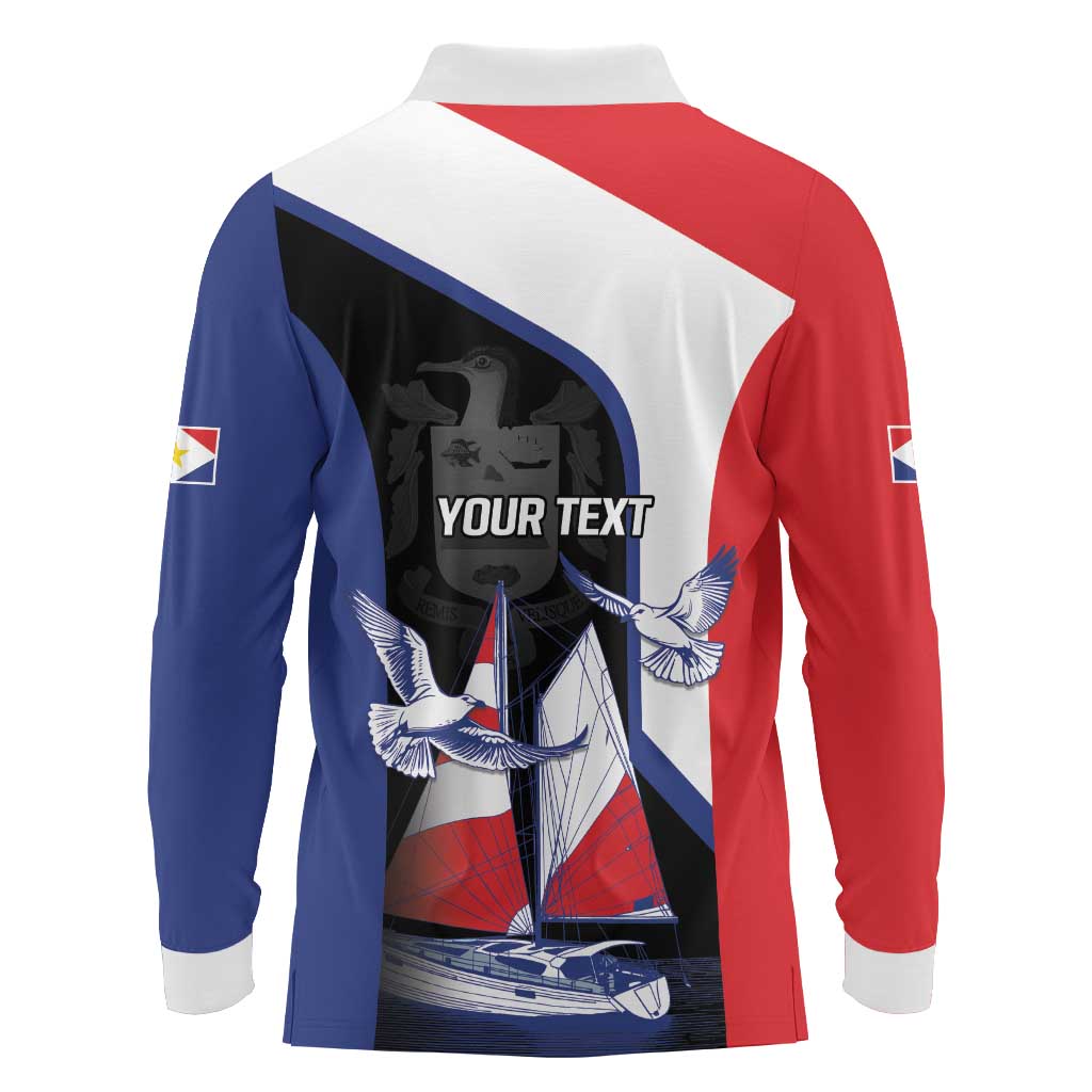 Caribbean Saba Personalized Long Sleeve Polo Shirt Remis Velisque Sail the Seas - Wonder Print Shop