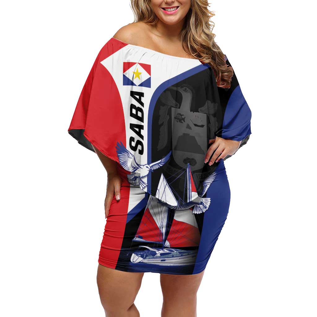 Caribbean Saba Personalized Off Shoulder Short Dress Remis Velisque Sail the Seas - Wonder Print Shop