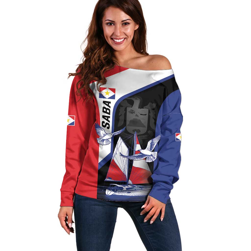 Caribbean Saba Personalized Off Shoulder Sweater Remis Velisque Sail the Seas - Wonder Print Shop