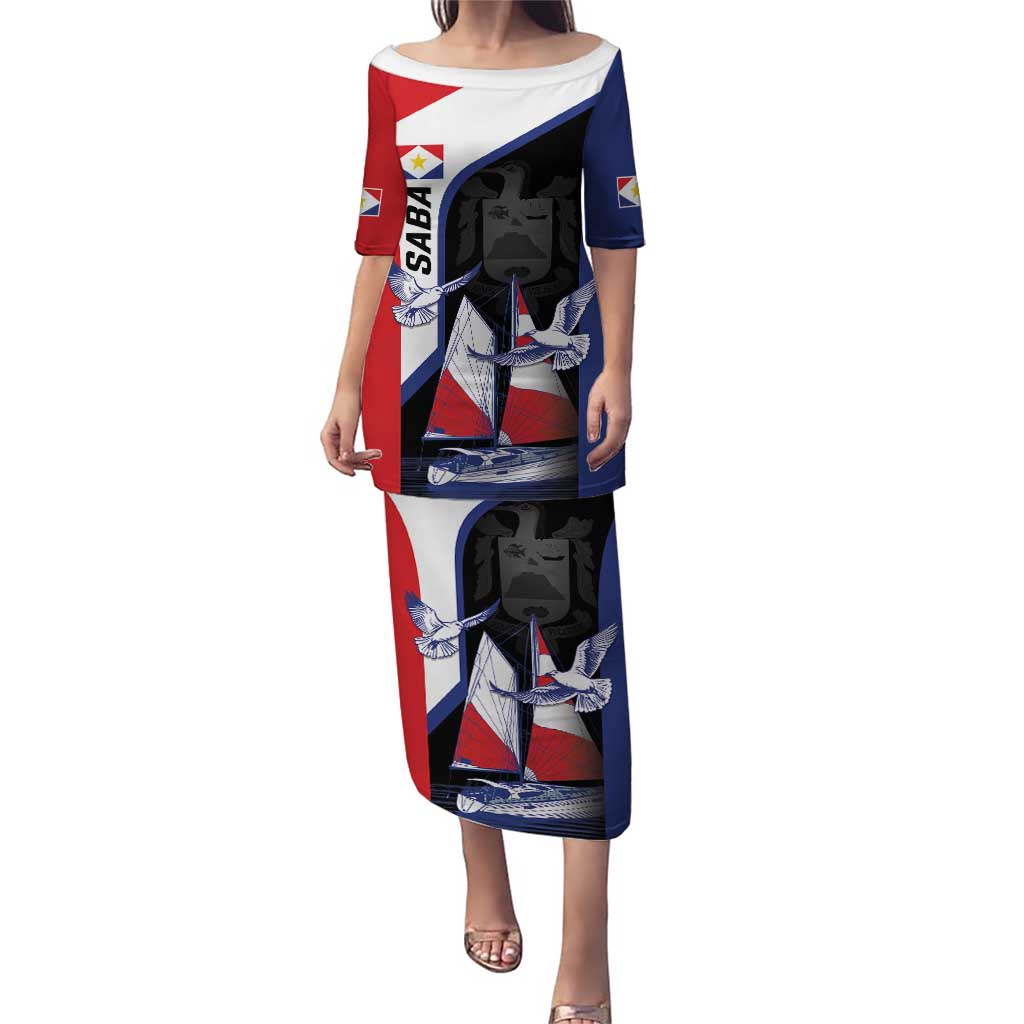 Caribbean Saba Personalized Puletasi Remis Velisque Sail the Seas - Wonder Print Shop