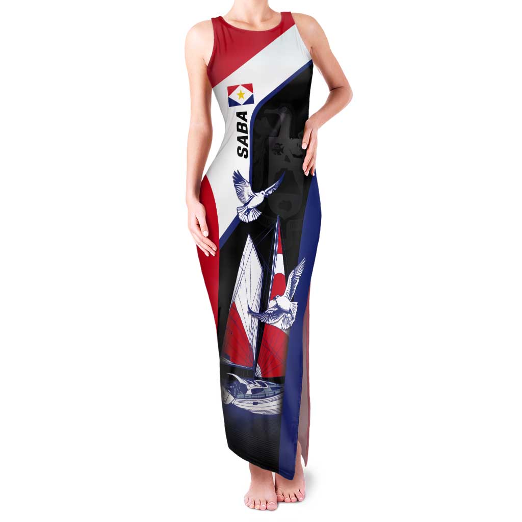 Caribbean Saba Personalized Tank Maxi Dress Remis Velisque Sail the Seas - Wonder Print Shop