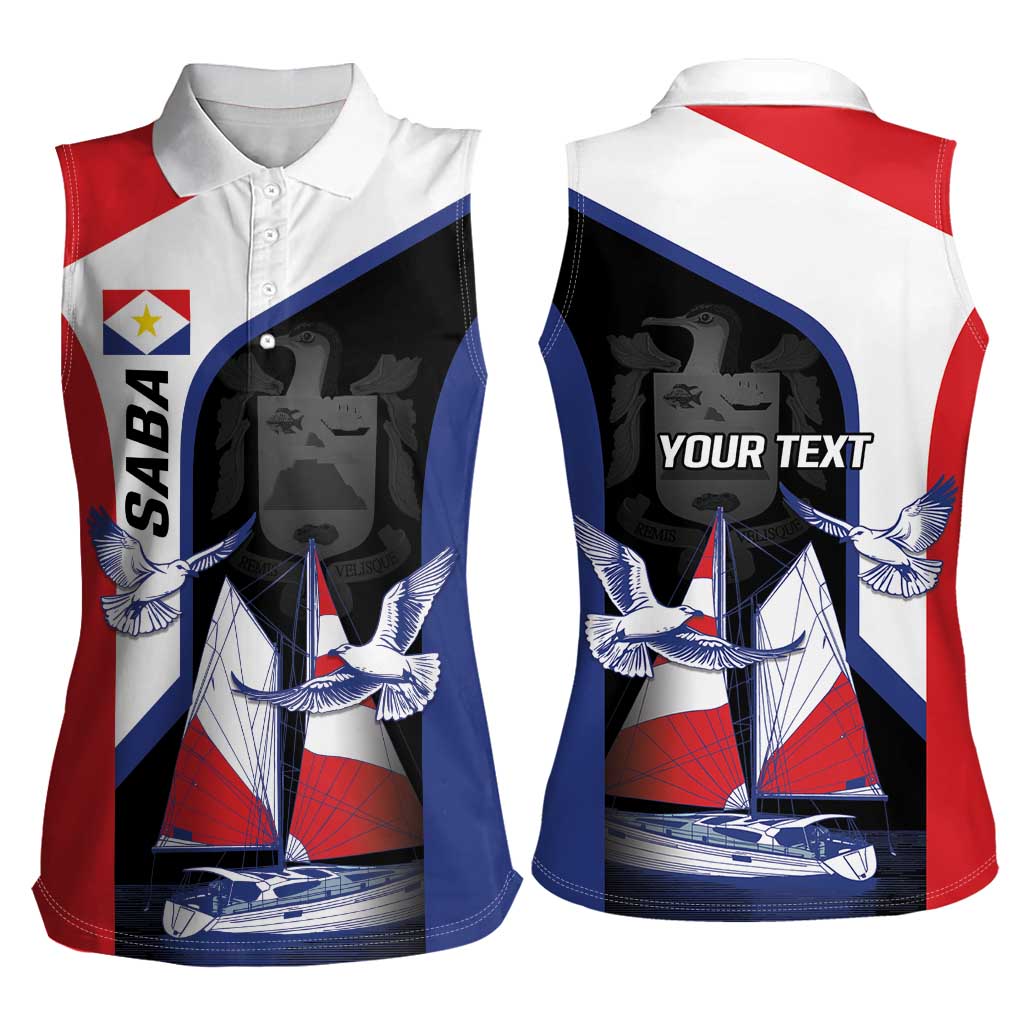 Caribbean Saba Personalized Women Sleeveless Polo Shirt Remis Velisque Sail the Seas - Wonder Print Shop