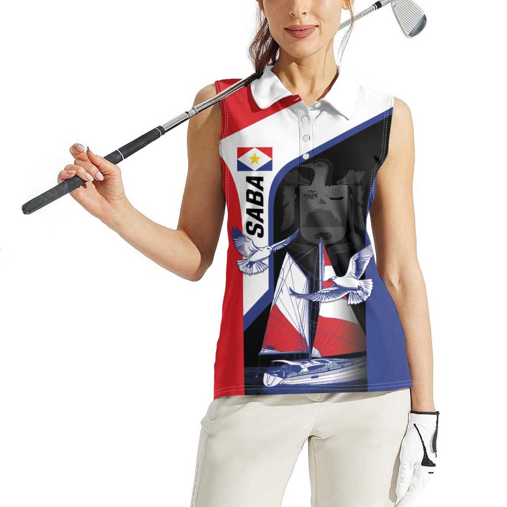 Caribbean Saba Personalized Women Sleeveless Polo Shirt Remis Velisque Sail the Seas - Wonder Print Shop