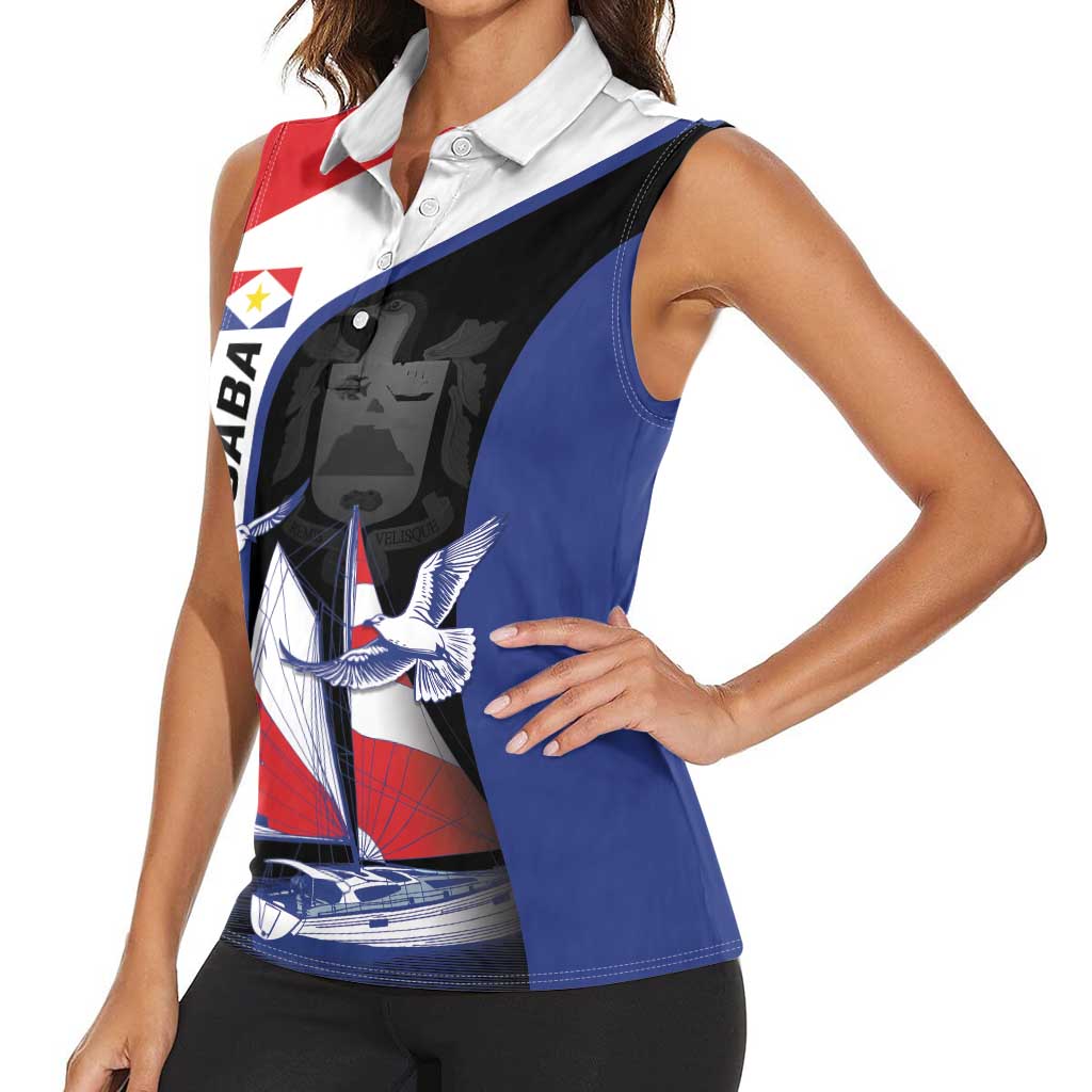 Caribbean Saba Personalized Women Sleeveless Polo Shirt Remis Velisque Sail the Seas - Wonder Print Shop