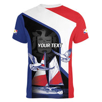 Caribbean Saba Personalized Women V-Neck T-Shirt Remis Velisque Sail the Seas - Wonder Print Shop