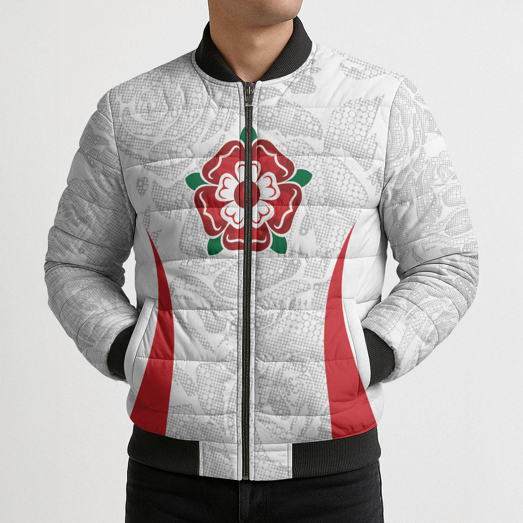 England Rugby National Heritage Custom Bomber Puffer Jacket Tudor Rose Inspired Edition