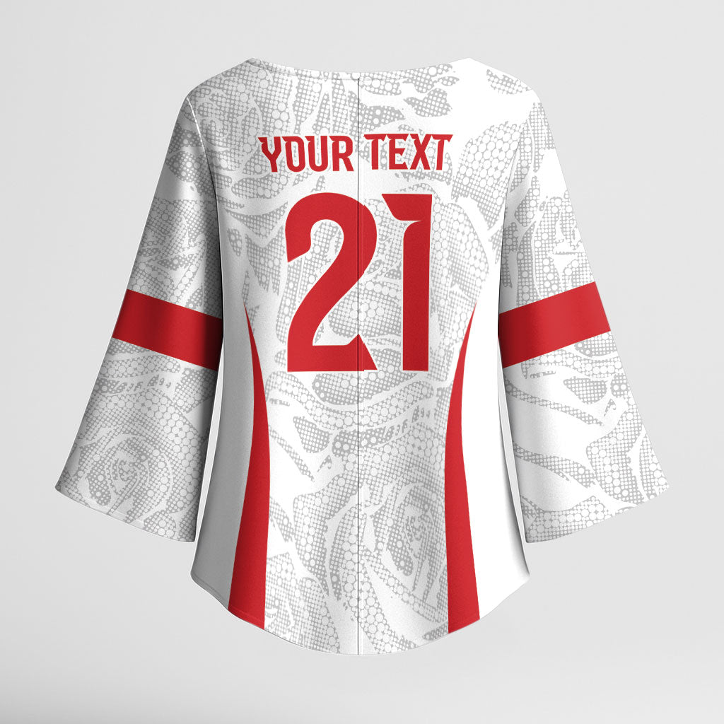 England Rugby National Heritage Custom Kimono Sleeve Blouse Tudor Rose Inspired Edition