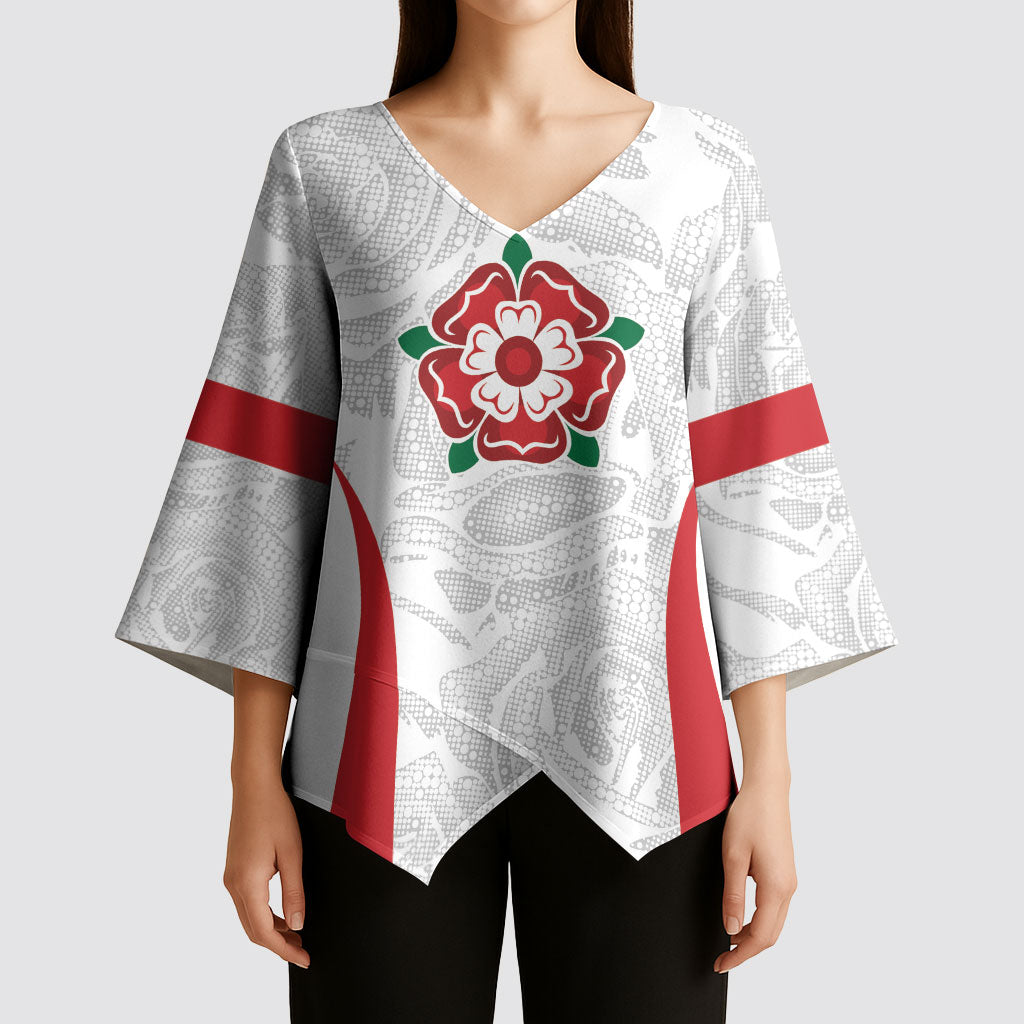 England Rugby National Heritage Custom Kimono Sleeve Blouse Tudor Rose Inspired Edition