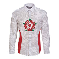 England Rugby National Heritage Custom Long Sleeve Button Shirt Tudor Rose Inspired Edition