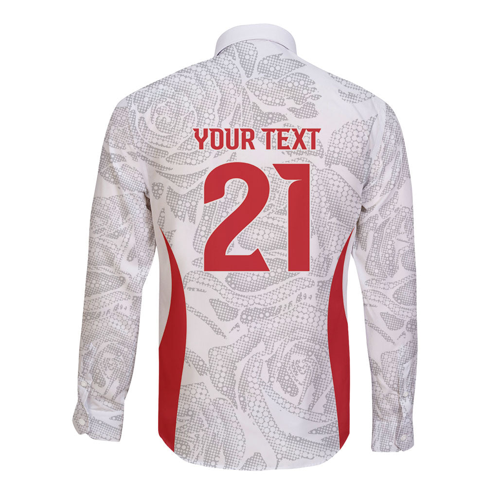 England Rugby National Heritage Custom Long Sleeve Button Shirt Tudor Rose Inspired Edition