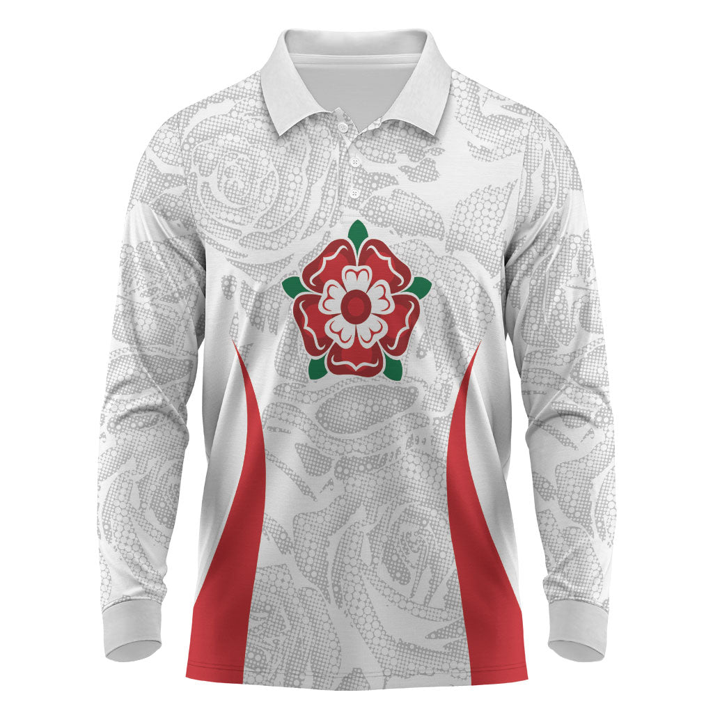 England Rugby National Heritage Custom Long Sleeve Polo Shirt Tudor Rose Inspired Edition