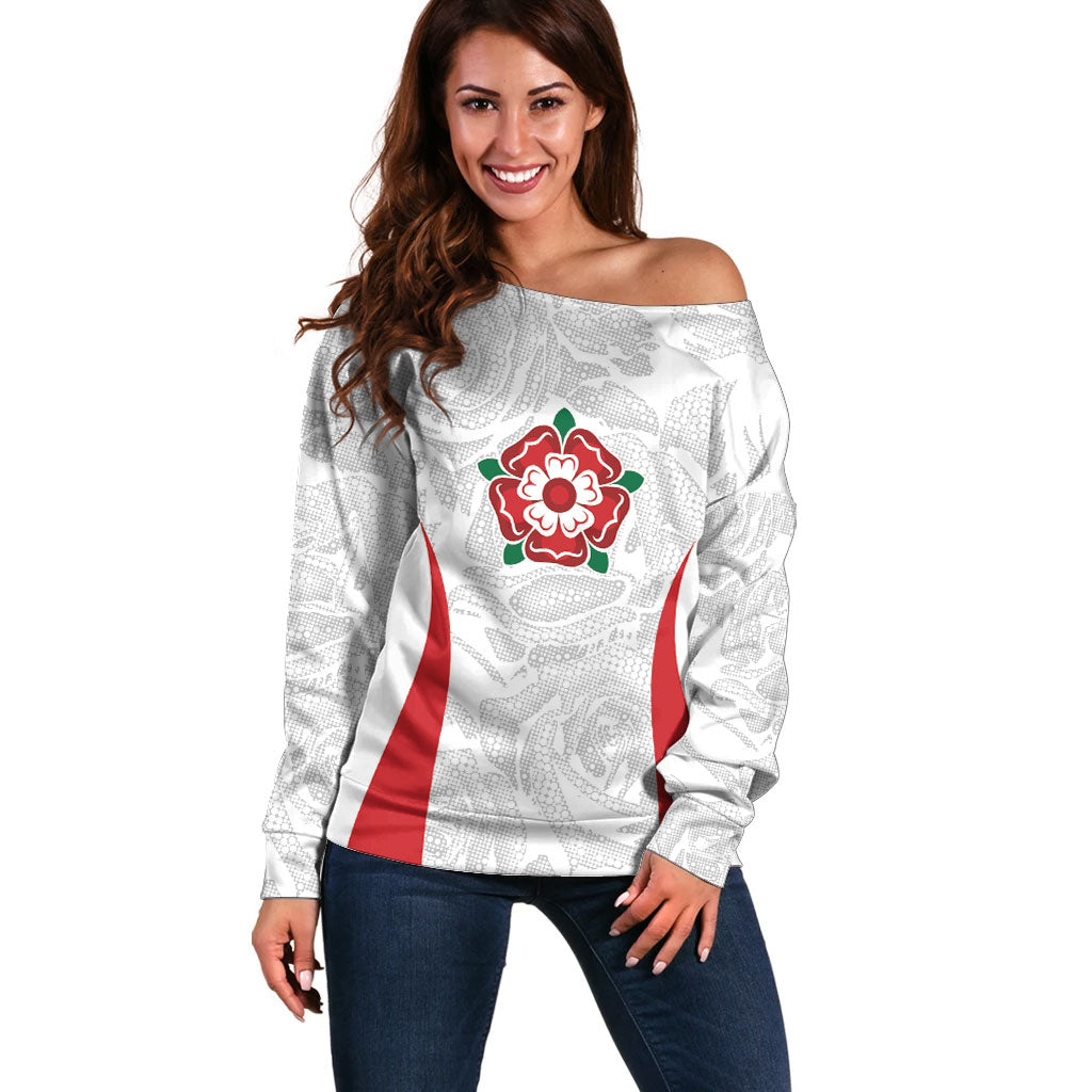 England Rugby National Heritage Custom Off Shoulder Sweater Tudor Rose Inspired Edition