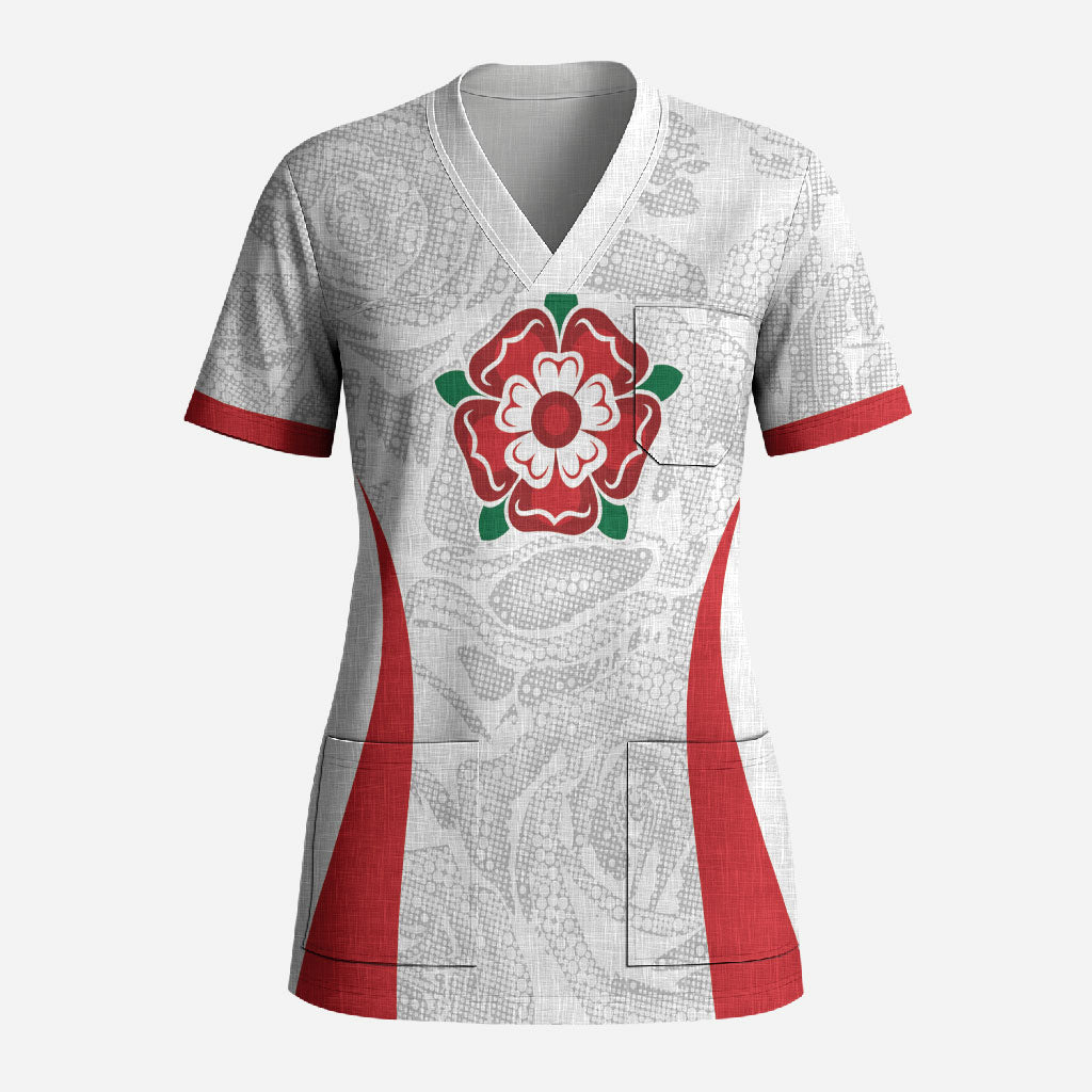 England Rugby National Heritage Custom Scrub Top Tudor Rose Inspired Edition