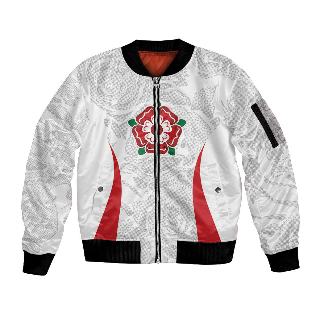England Rugby National Heritage Custom Sleeve Zip Bomber Jacket Tudor Rose Inspired Edition