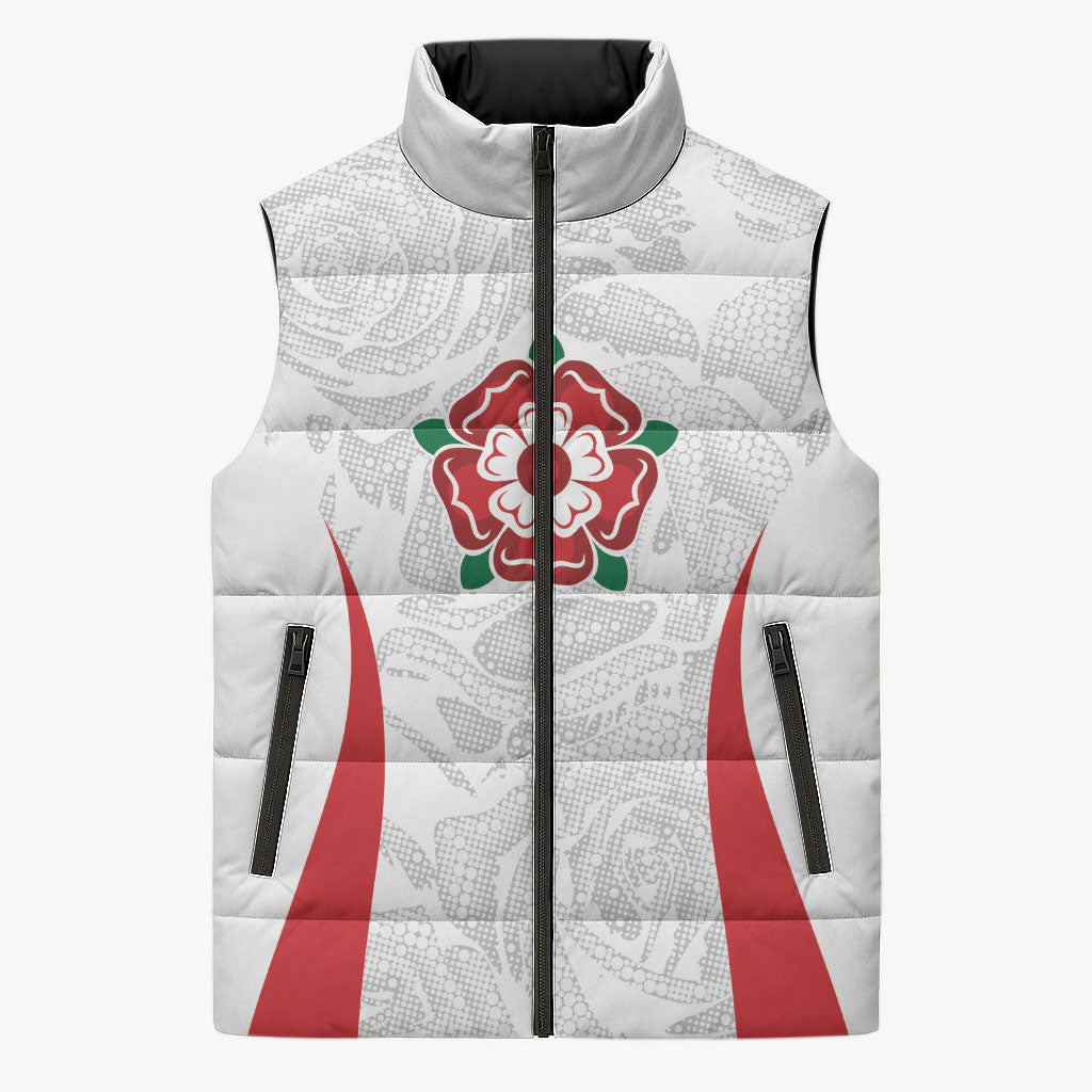 England Rugby National Heritage Custom Sleeveless Puffer Jacket Tudor Rose Inspired Edition