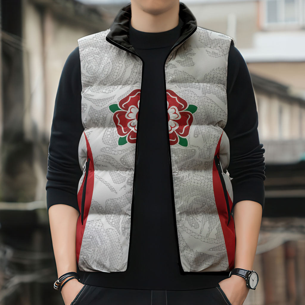 England Rugby National Heritage Custom Sleeveless Puffer Jacket Tudor Rose Inspired Edition