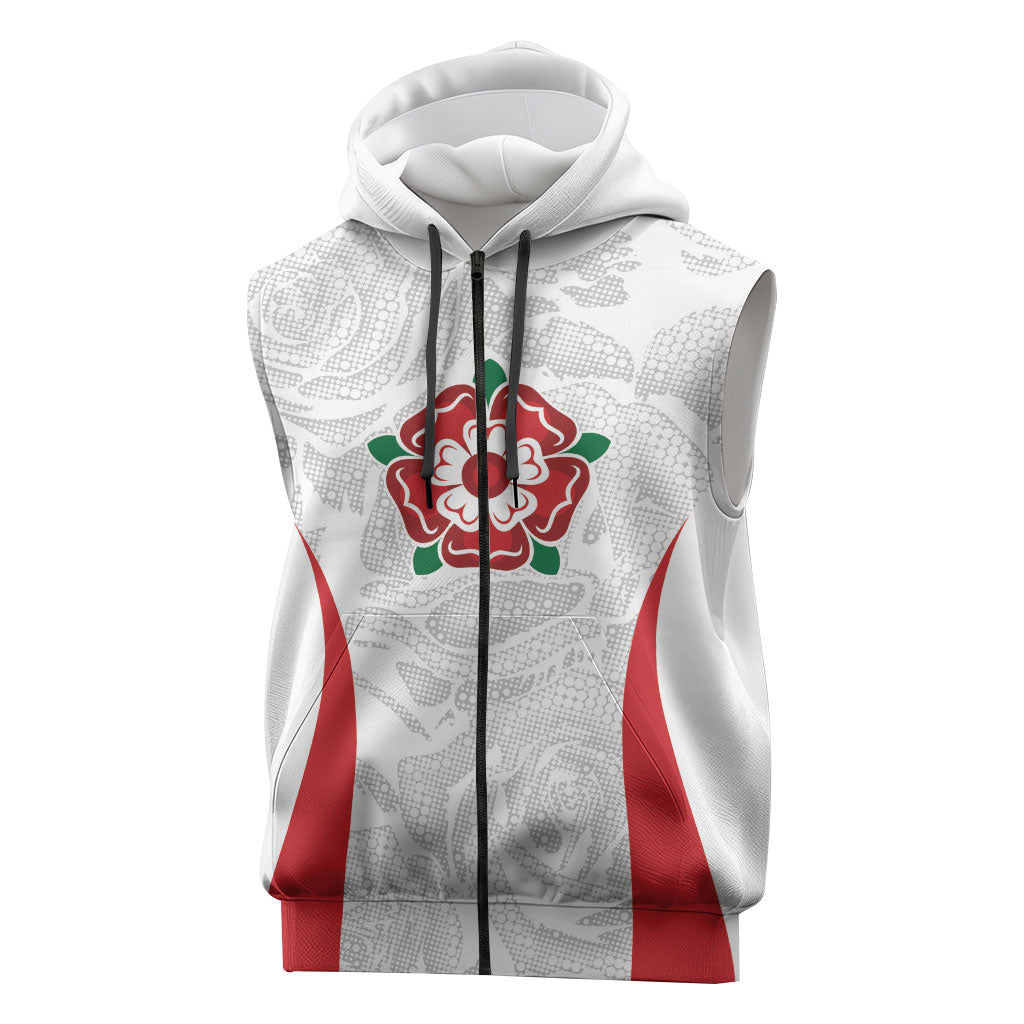 England Rugby National Heritage Custom Sleeveless Zip Hoodie Tudor Rose Inspired Edition