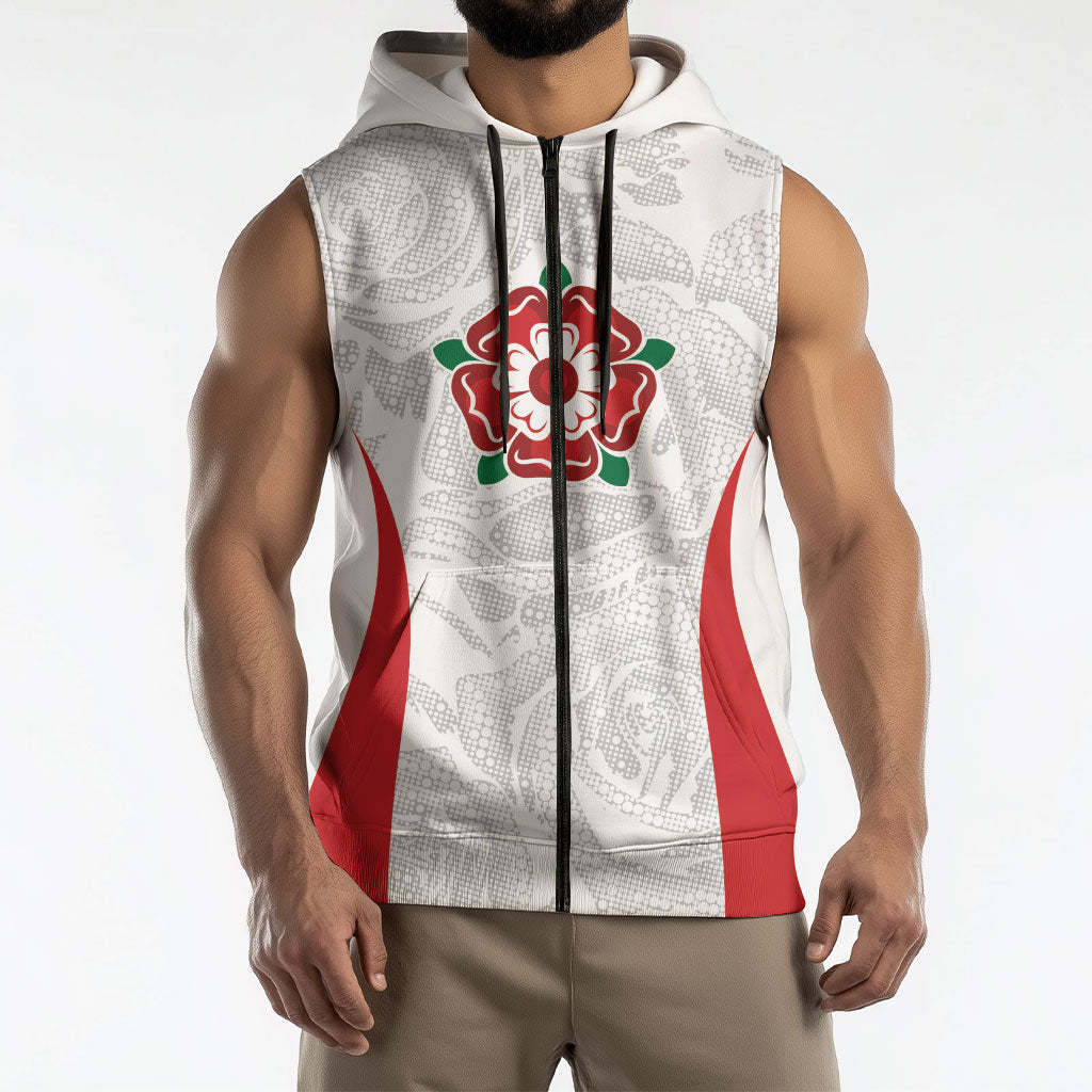 England Rugby National Heritage Custom Sleeveless Zip Hoodie Tudor Rose Inspired Edition
