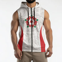 England Rugby National Heritage Custom Sleeveless Zip Hoodie Tudor Rose Inspired Edition