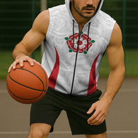 England Rugby National Heritage Custom Sleeveless Zip Hoodie Tudor Rose Inspired Edition