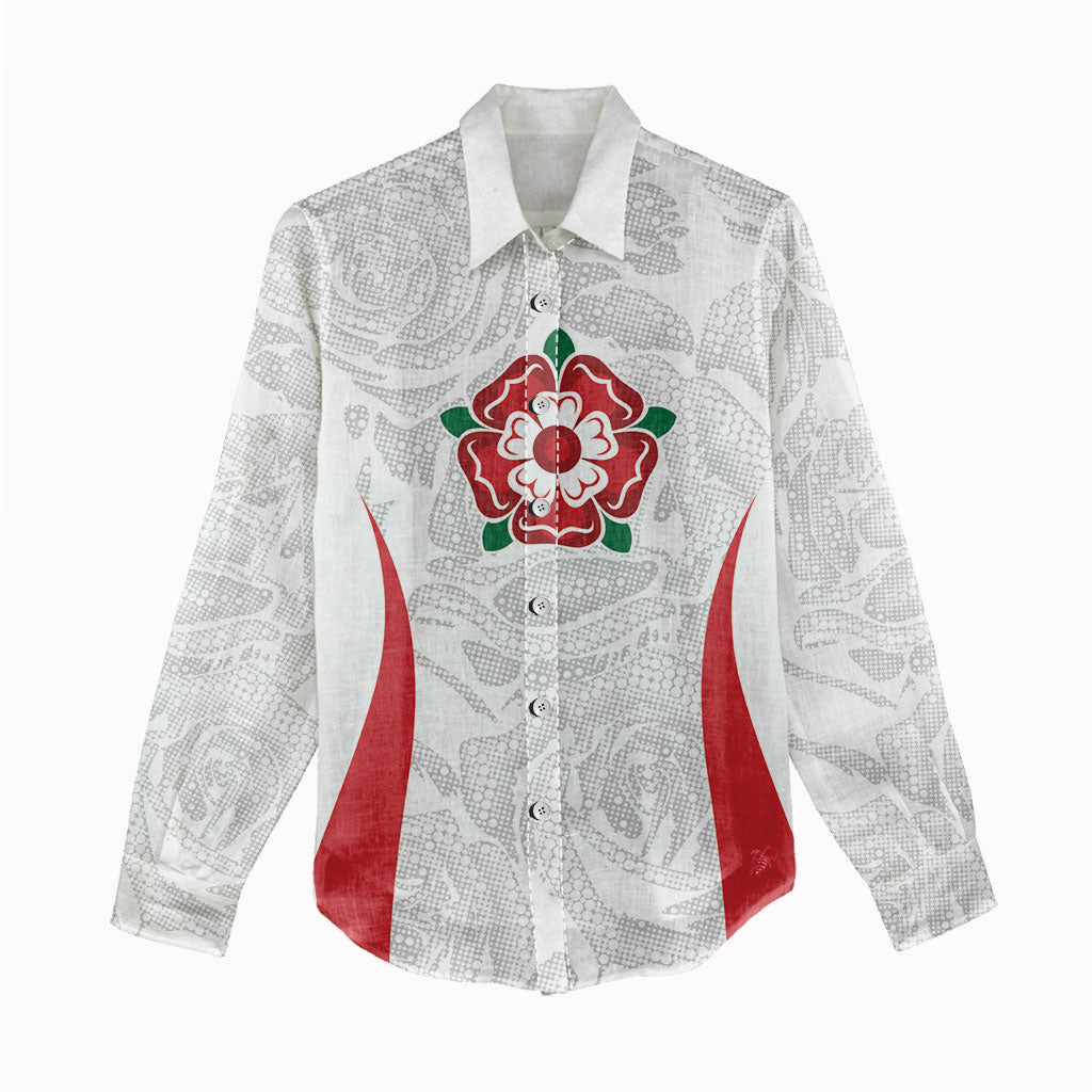 England Rugby National Heritage Custom Women Casual Shirt Tudor Rose Inspired Edition