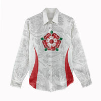 England Rugby National Heritage Custom Women Casual Shirt Tudor Rose Inspired Edition