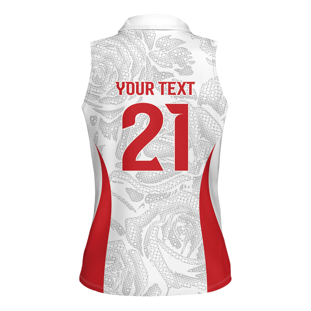 England Rugby National Heritage Custom Women Sleeveless Polo Shirt Tudor Rose Inspired Edition