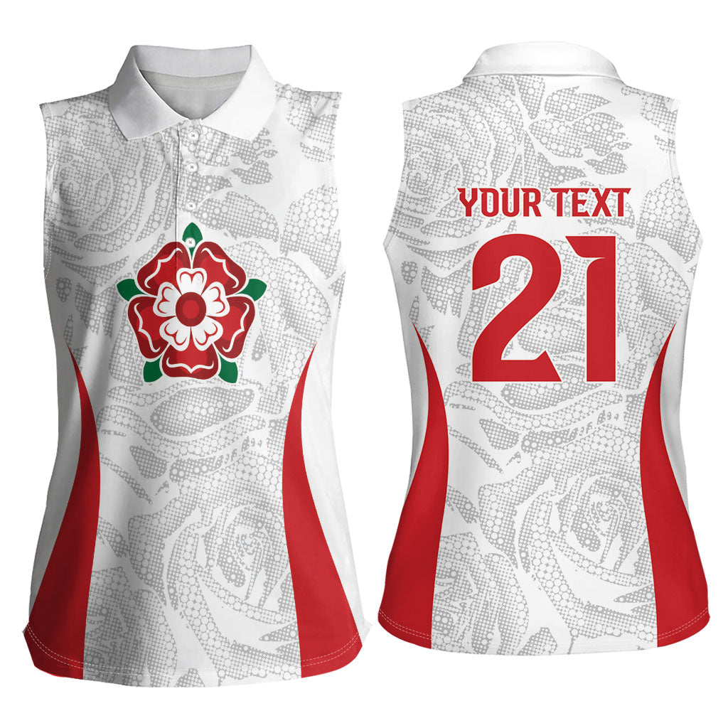 England Rugby National Heritage Custom Women Sleeveless Polo Shirt Tudor Rose Inspired Edition