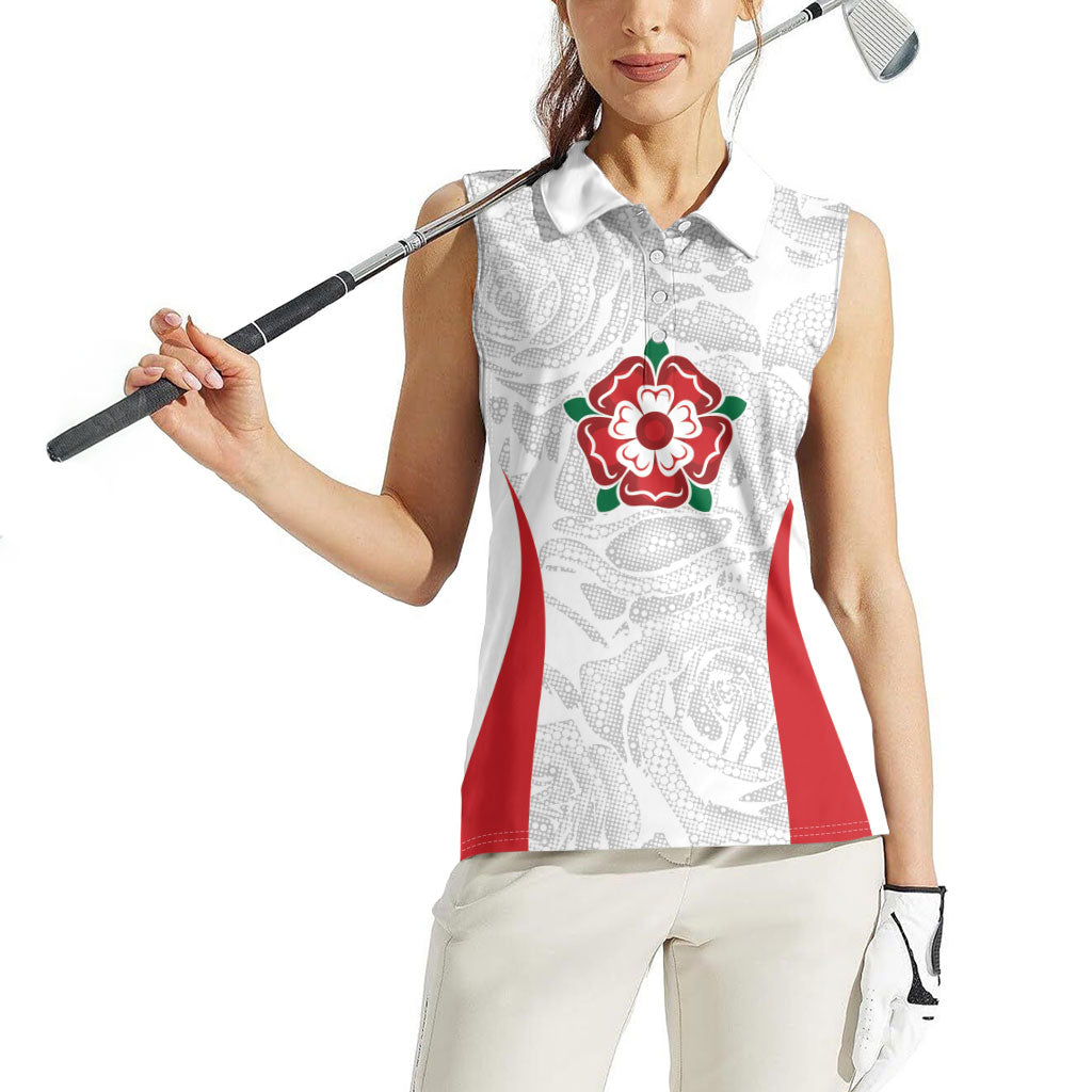 England Rugby National Heritage Custom Women Sleeveless Polo Shirt Tudor Rose Inspired Edition