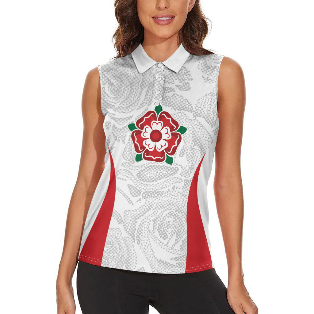 England Rugby National Heritage Custom Women Sleeveless Polo Shirt Tudor Rose Inspired Edition