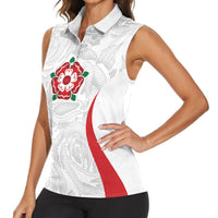 England Rugby National Heritage Custom Women Sleeveless Polo Shirt Tudor Rose Inspired Edition