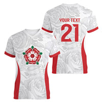 England Rugby National Heritage Custom Women V-Neck T-Shirt Tudor Rose Inspired Edition