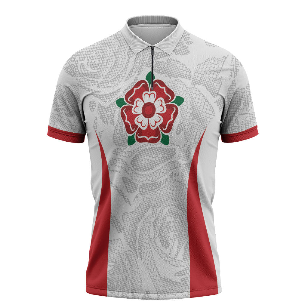 England Rugby National Heritage Custom Zipper Polo Shirt Tudor Rose Inspired Edition