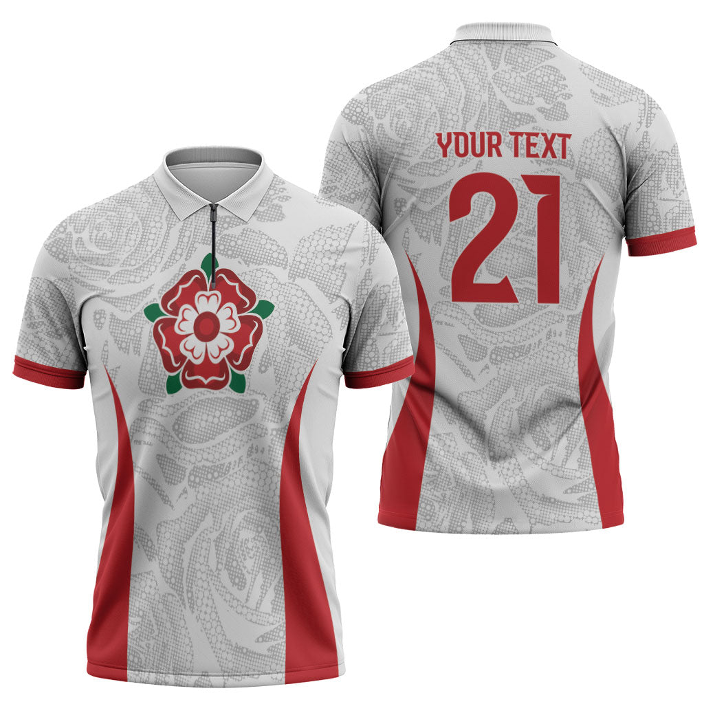 England Rugby National Heritage Custom Zipper Polo Shirt Tudor Rose Inspired Edition