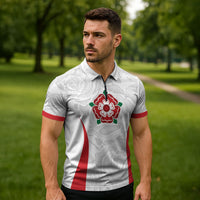 England Rugby National Heritage Custom Zipper Polo Shirt Tudor Rose Inspired Edition