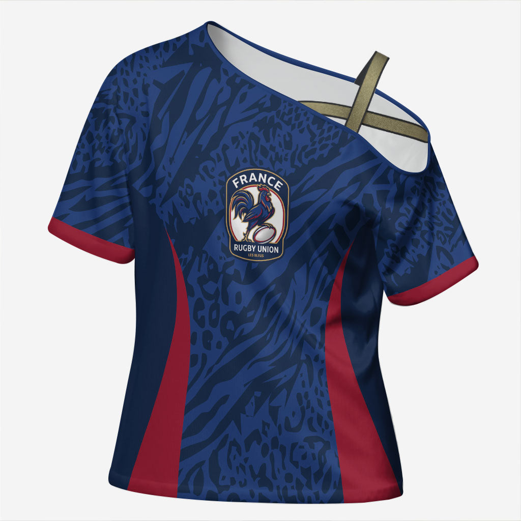 France Rugby National Heritage Custom Cross Shoulder Shirt Fleur De Lis Inspired Edition