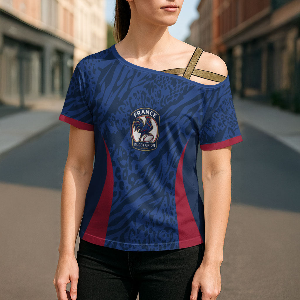 France Rugby National Heritage Custom Cross Shoulder Shirt Fleur De Lis Inspired Edition