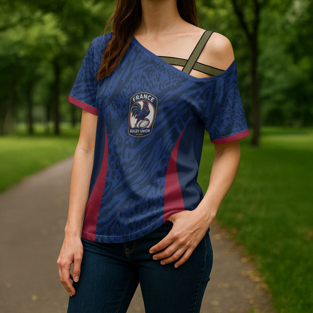 France Rugby National Heritage Custom Cross Shoulder Shirt Fleur De Lis Inspired Edition