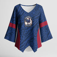 France Rugby National Heritage Custom Kimono Sleeve Blouse Fleur De Lis Inspired Edition