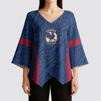 France Rugby National Heritage Custom Kimono Sleeve Blouse Fleur De Lis Inspired Edition