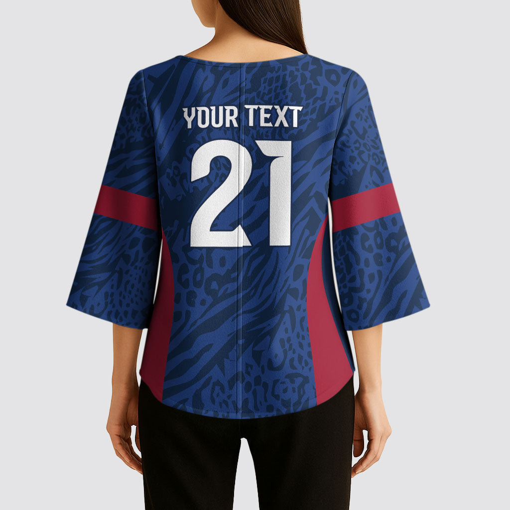 France Rugby National Heritage Custom Kimono Sleeve Blouse Fleur De Lis Inspired Edition