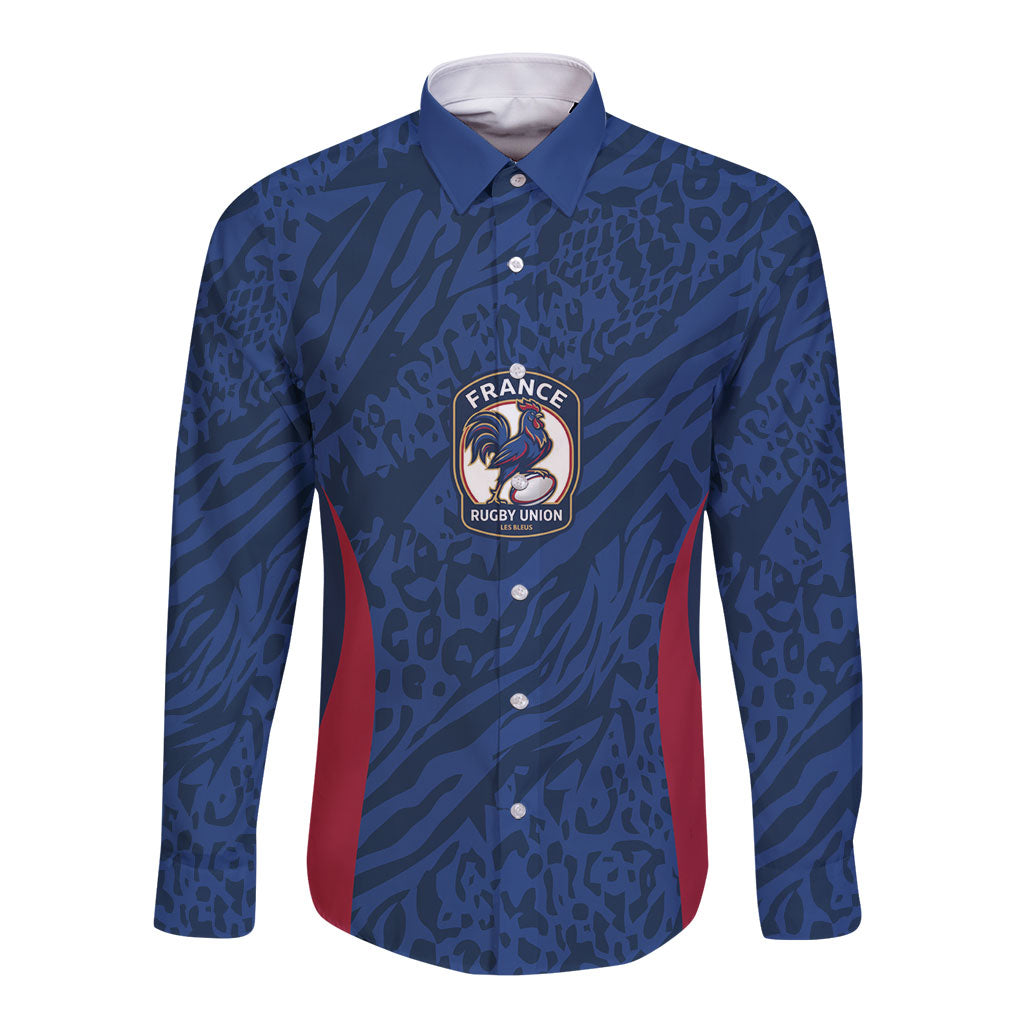 France Rugby National Heritage Custom Long Sleeve Button Shirt Fleur De Lis Inspired Edition