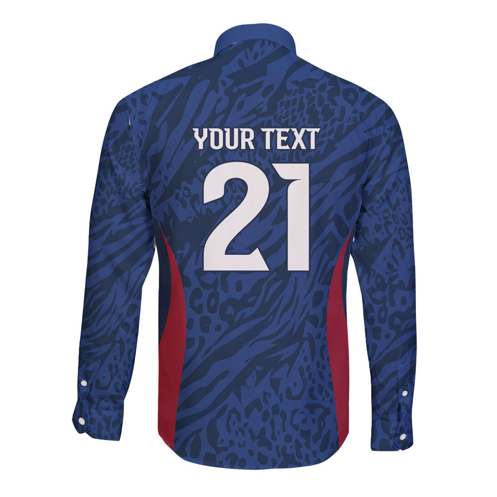France Rugby National Heritage Custom Long Sleeve Button Shirt Fleur De Lis Inspired Edition