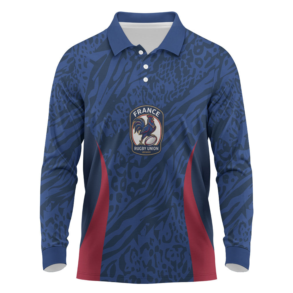France Rugby National Heritage Custom Long Sleeve Polo Shirt Fleur De Lis Inspired Edition