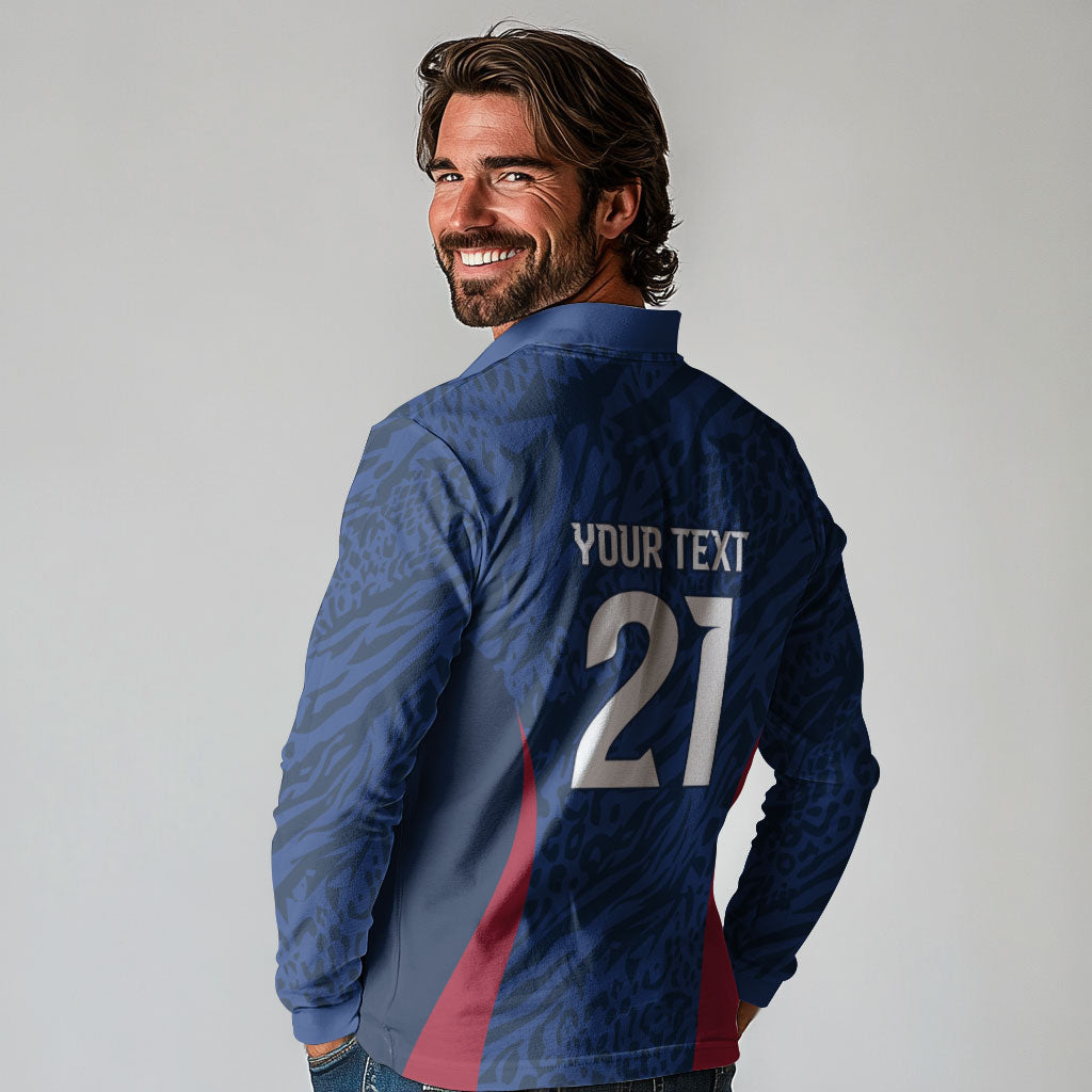France Rugby National Heritage Custom Long Sleeve Polo Shirt Fleur De Lis Inspired Edition