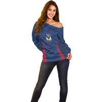 France Rugby National Heritage Custom Off Shoulder Sweater Fleur De Lis Inspired Edition