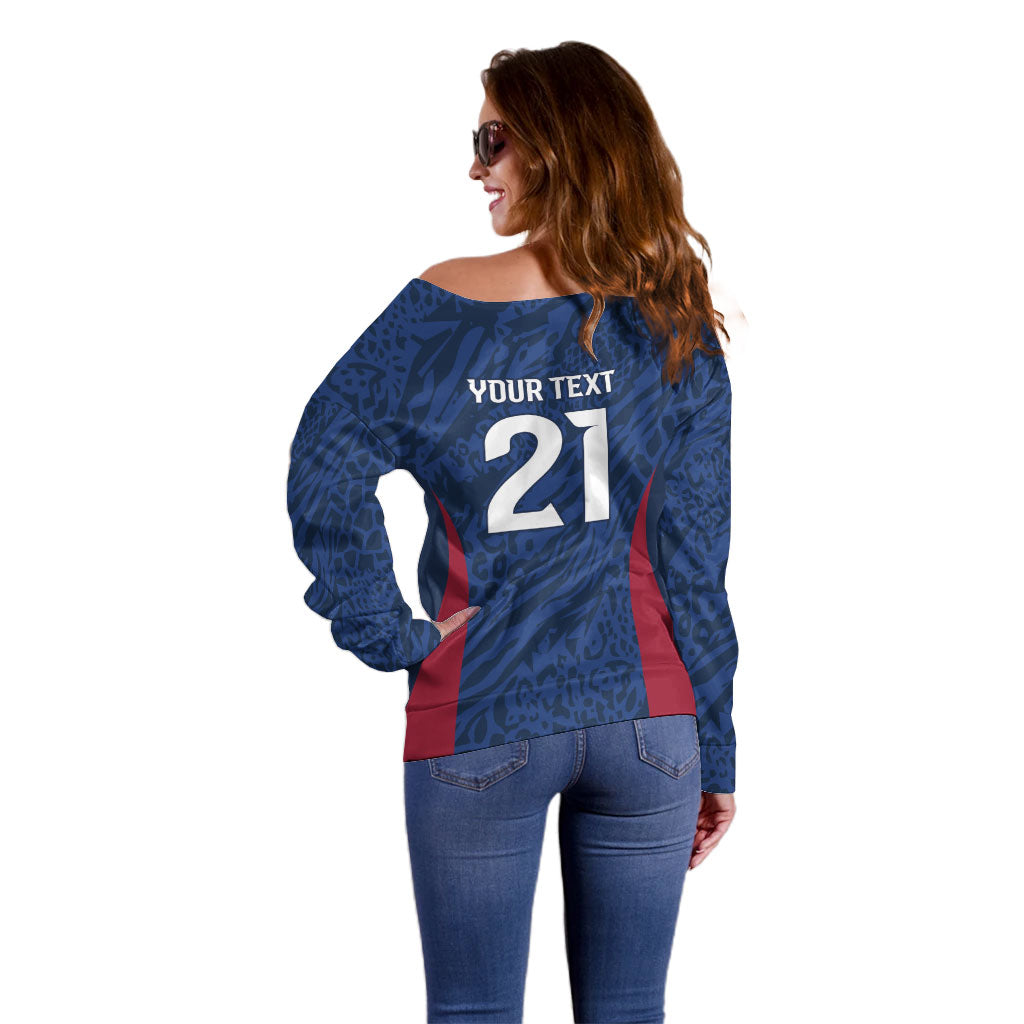 France Rugby National Heritage Custom Off Shoulder Sweater Fleur De Lis Inspired Edition
