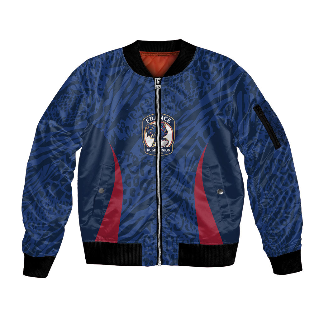 France Rugby National Heritage Custom Sleeve Zip Bomber Jacket Fleur De Lis Inspired Edition
