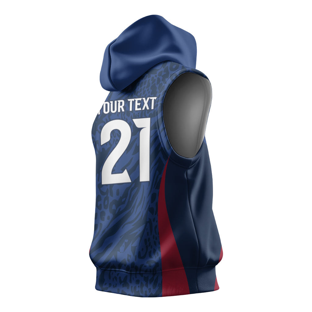 France Rugby National Heritage Custom Sleeveless Hoodie Fleur De Lis Inspired Edition